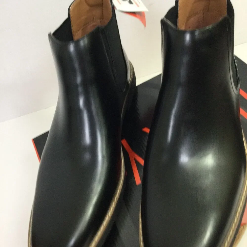 Deer Stags Mens Rockland Chelsea Boots Pull-On Leather Black Size 13M NWB